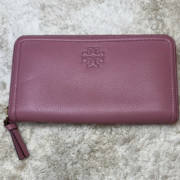 Tory Burch Mauve Thea Multi-Gusset Zip Continental Leather Wallet - Picture 1 of 10